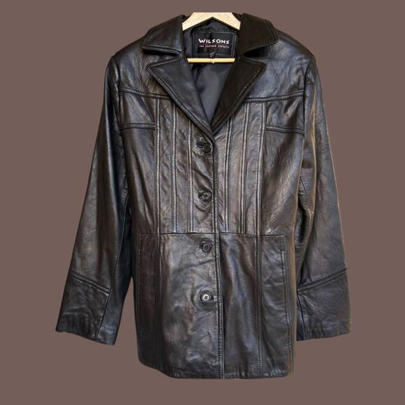 Wilsons Leather Jacket | Black Real Leather | Size M | Vintage - Picture 1 of 5